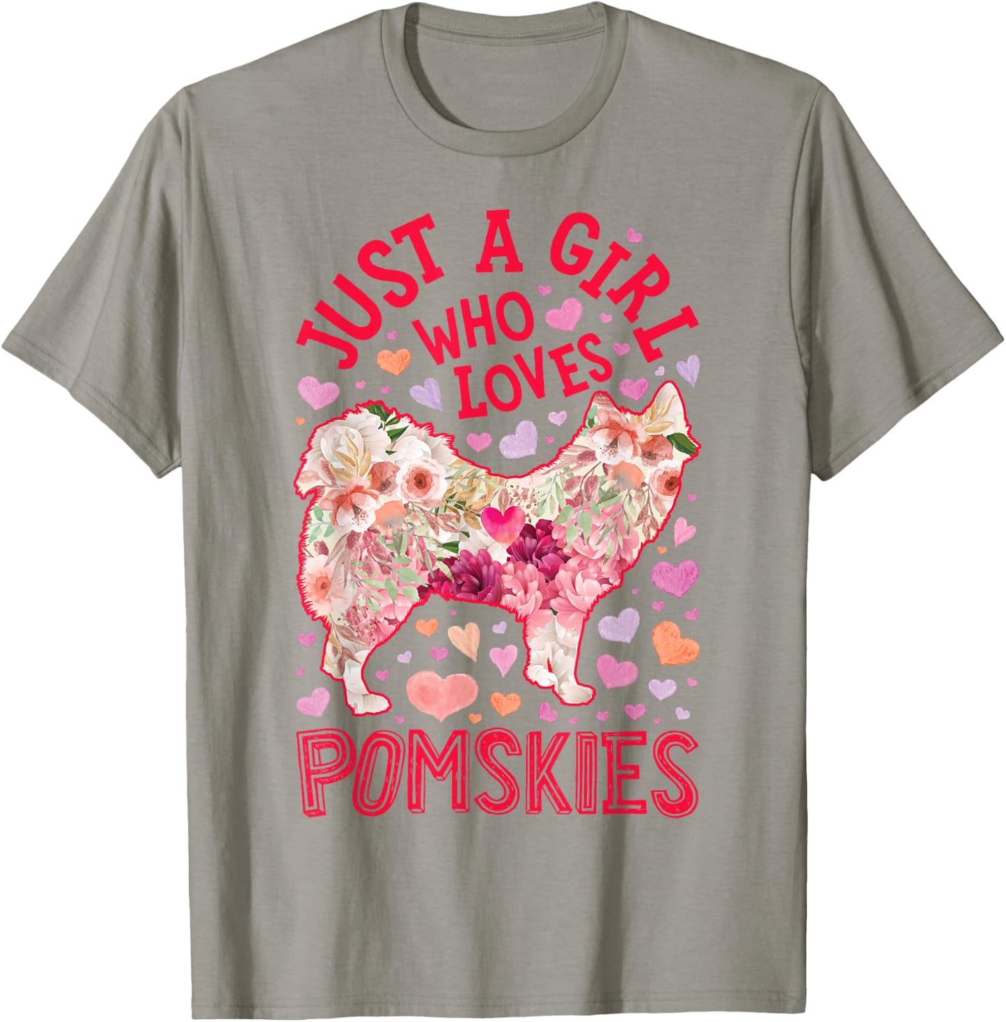 Pomsky Just A Girl Who Loves Pomskies Dog Flower Cute Floral T-Shirt - T-Shirt | Sand