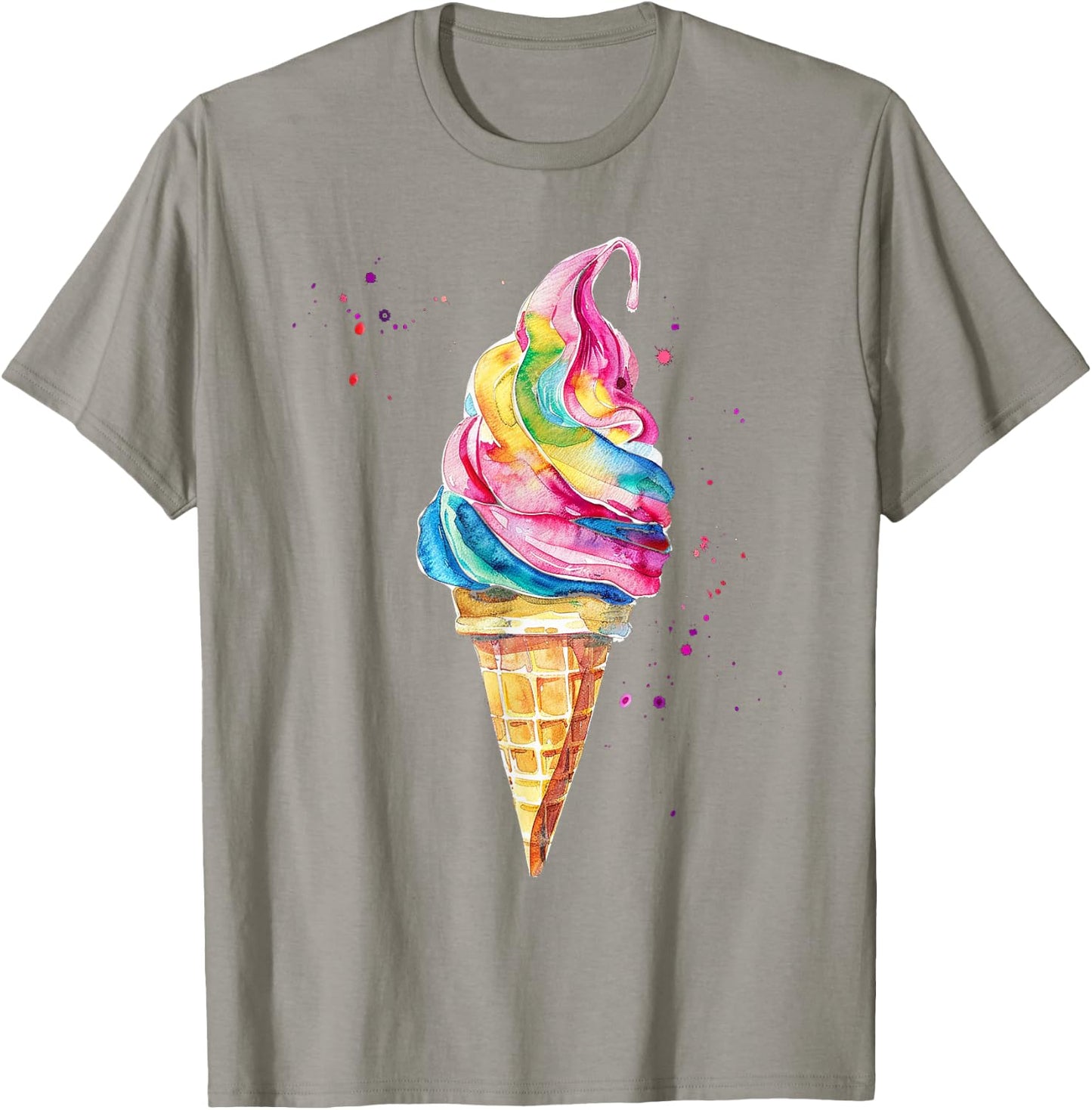 Ice Cream Watercolour , White, S T-Shirt - T-Shirt | Sand