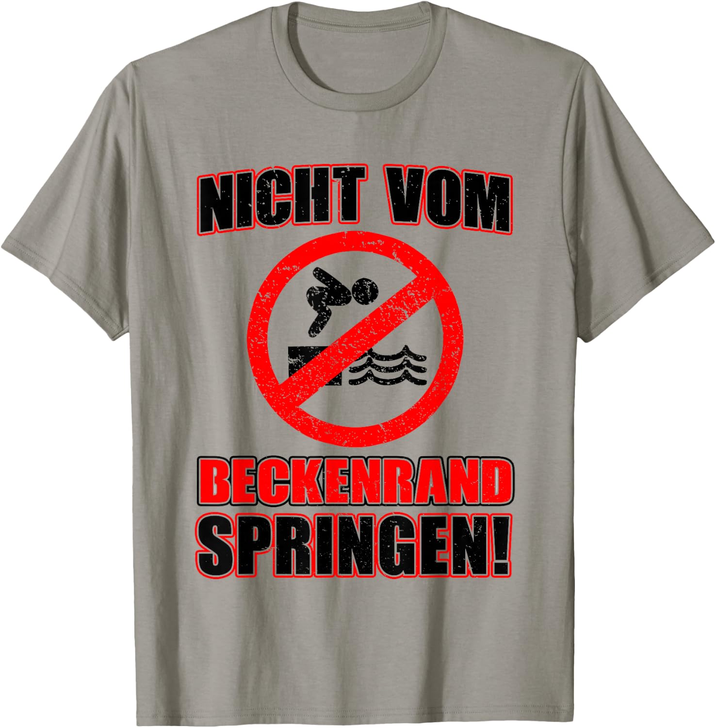Bademeister DLRG Nicht vom Beckenrand Jumping [German Language, White, s T-Shirt - T-Shirt | Sand