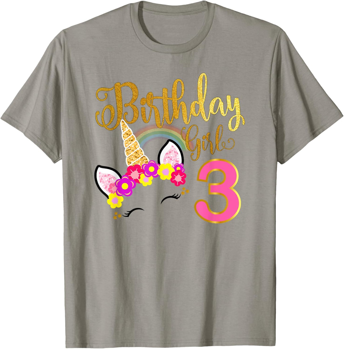 I'm 3rd the Birthday for Girl Unicorn 3 year old Birthday T-Shirt - T-Shirt | Sand