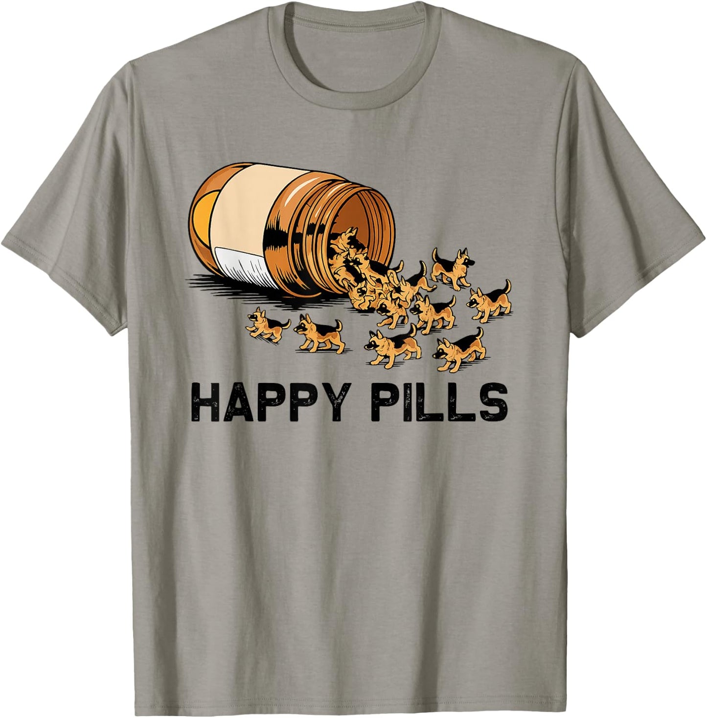 Happy Pills German Shepherd T-Shirt - T-Shirt | Sand