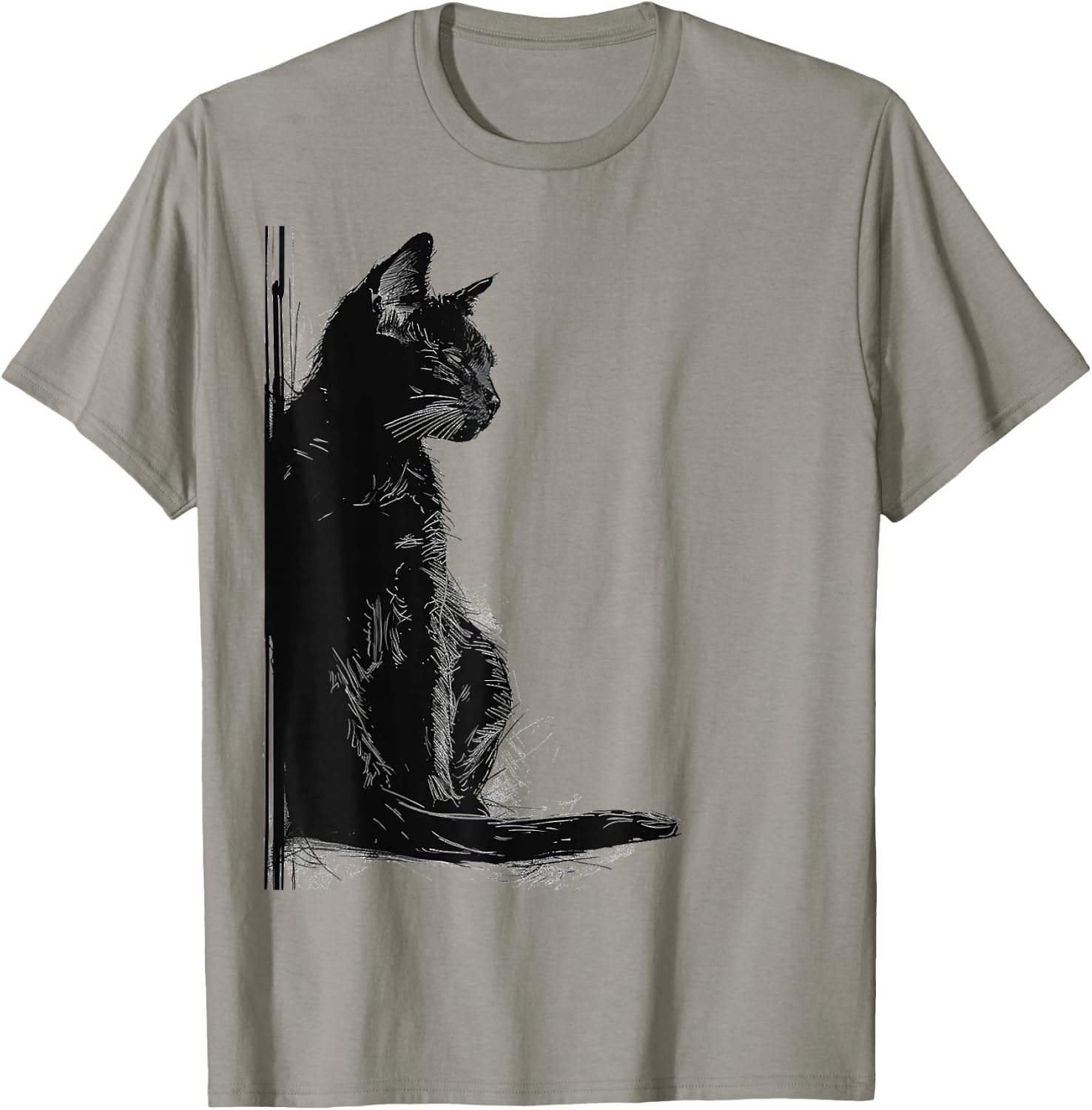 Katze Abstrakte Zeichnung Kunst Tier Illustration Grafik Katze T-Shirt - T-Shirt | Sand
