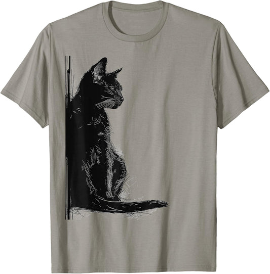 Katze Abstrakte Zeichnung Kunst Tier Illustration Grafik Katze T-Shirt - T-Shirt | Sand