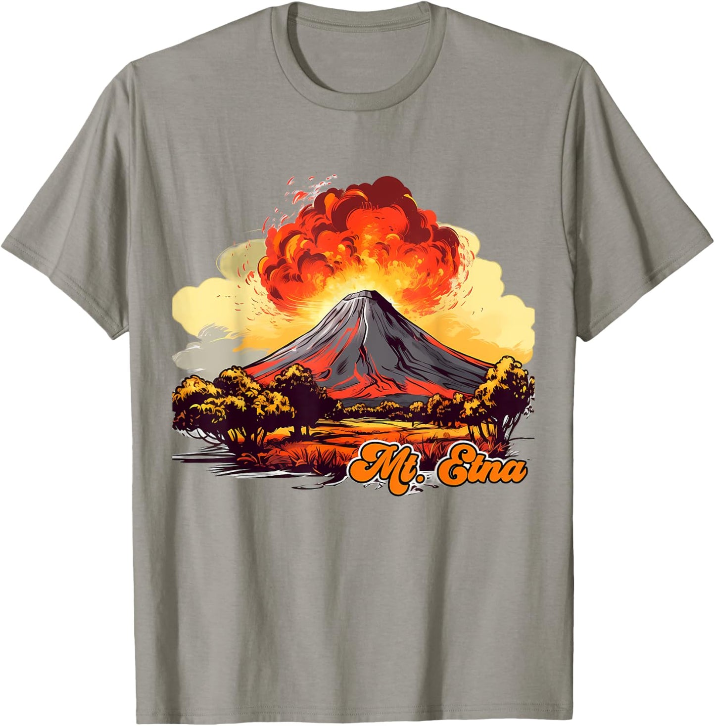 Retro Style Mount Etna T-Shirt - T-Shirt | Sand