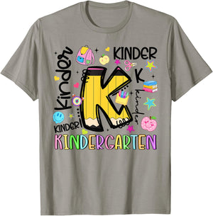 Back to School Kindergarten Pencil Boy Girl Teacher Kids T-Shirt - T-Shirt | Sand