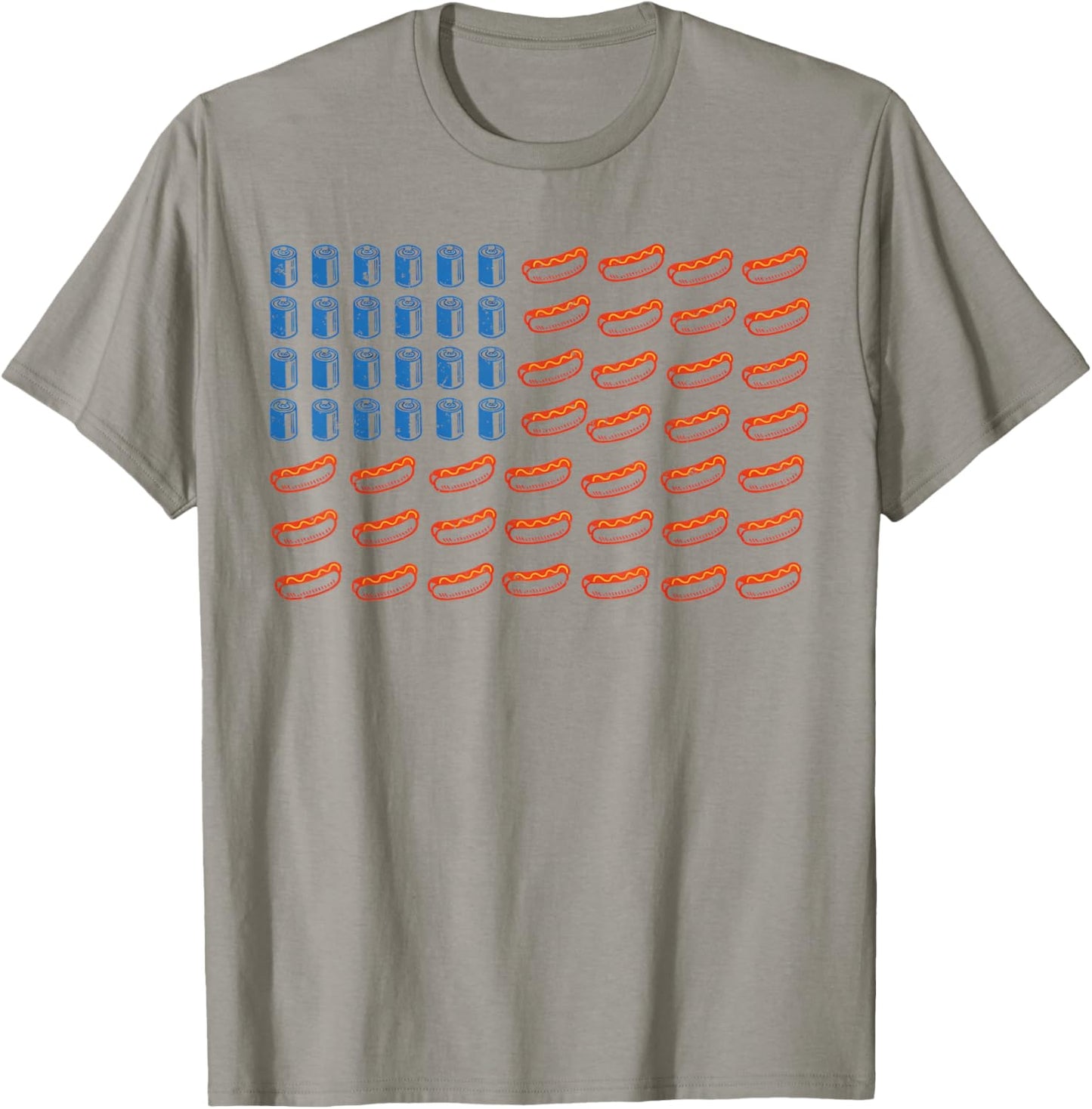 Hot Dog American Flag Patriotic Funny 4th of July BBQ T-Shirt - T-Shirt | Sand