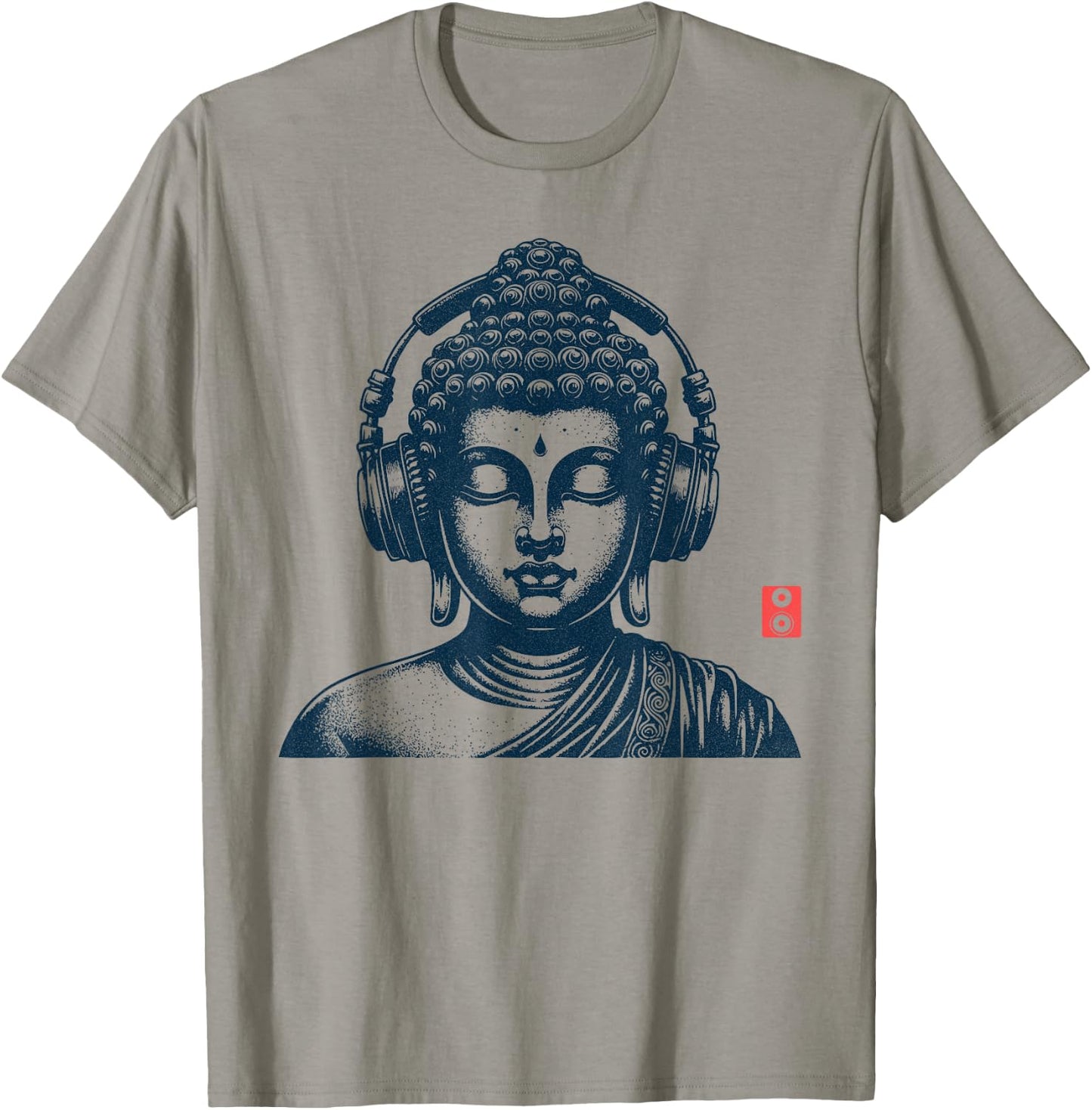 Vintage Retro Buddha with Headphones T-Shirt - T-Shirt | Sand