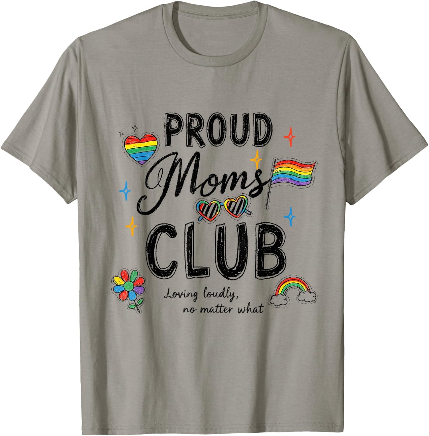 Proud Moms Club LGBTQ Rainbow Flag Pride Mom Ally Women T-Shirt - T-Shirt | Sand