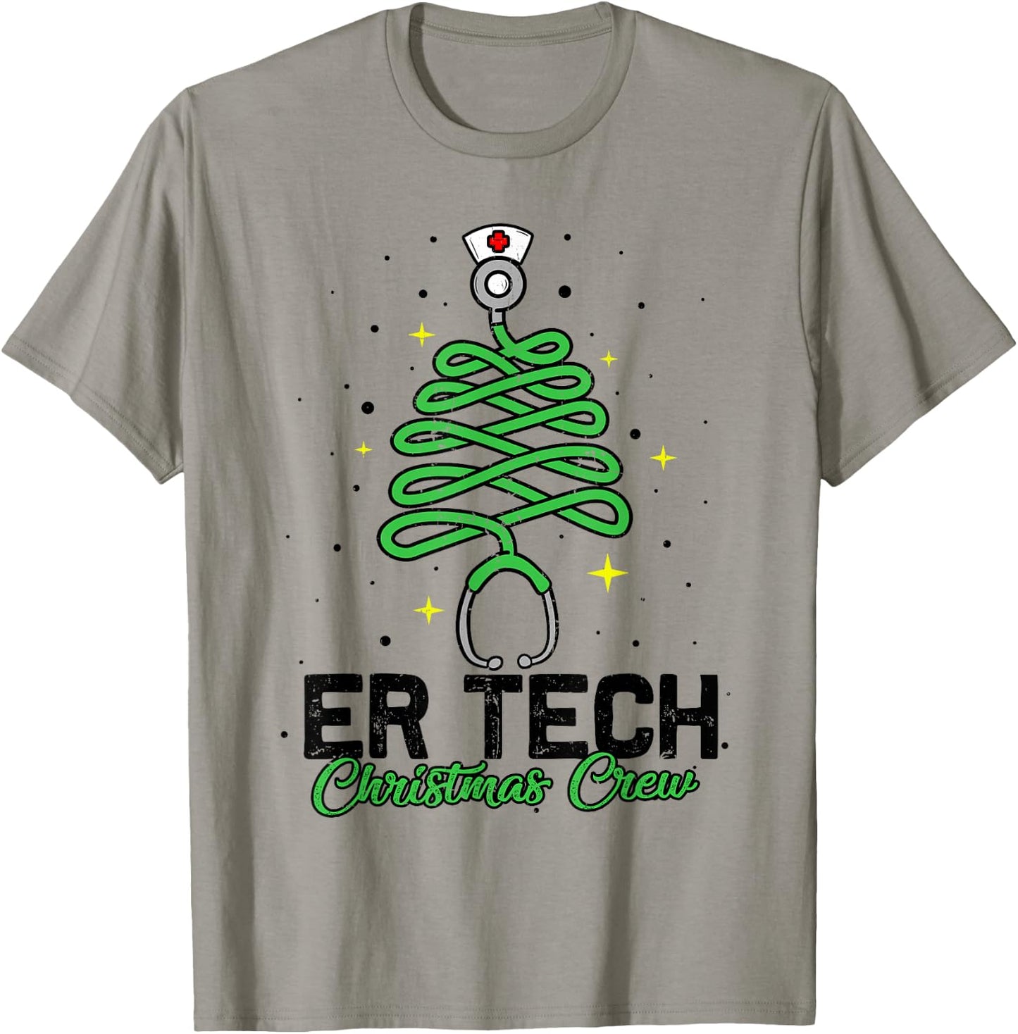 ER Tech Christmas Crew Cute Christmas Tree Xmas Lights Nurse T-Shirt - T-Shirt | Sand