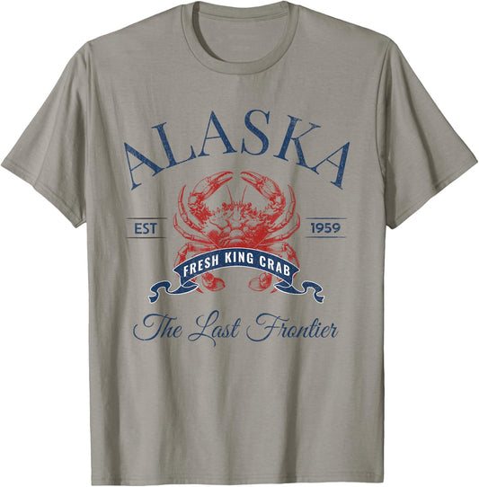 Alaska EST 1959 King Crab Retro Trendy Fisherman Aesthetic T-Shirt - T-Shirt | Sand