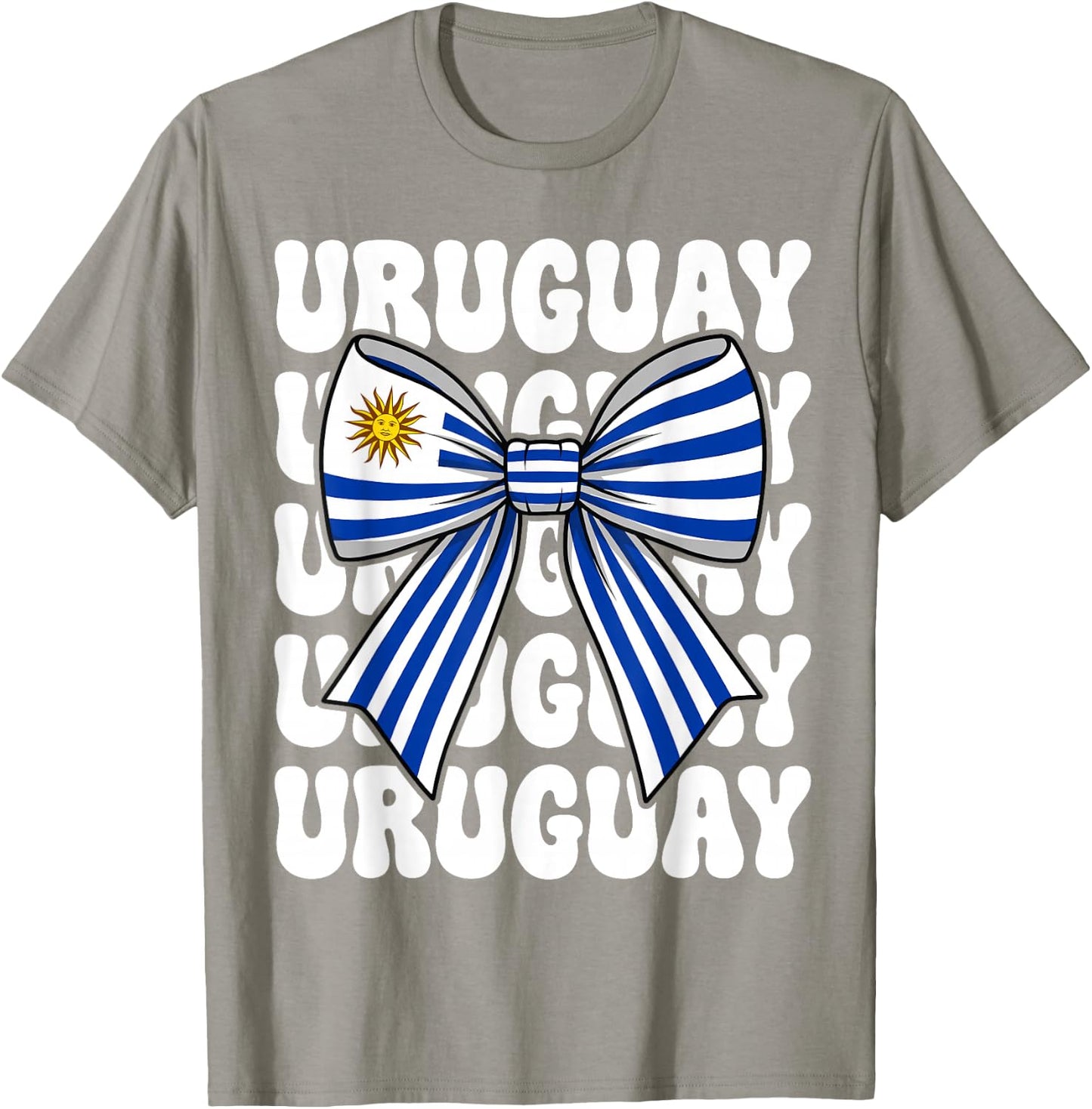 Uruguay Flag Coquette Bow Retro Uruguaya Uruguayan Girl T-Shirt - T-Shirt | Sand