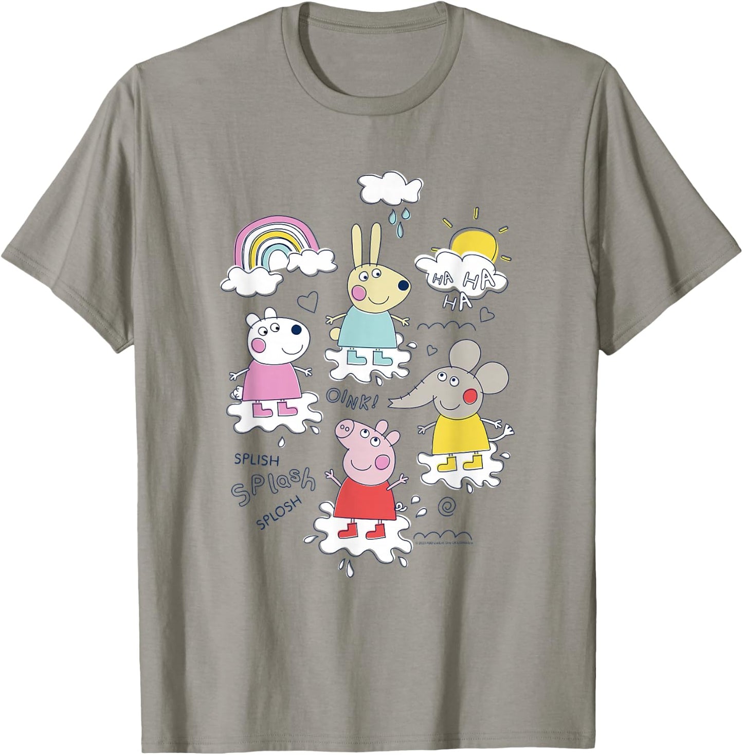 Peppa Pig Splish Splash Splosh Friends Playing In Puddles T-Shirt - T-Shirt | Sand
