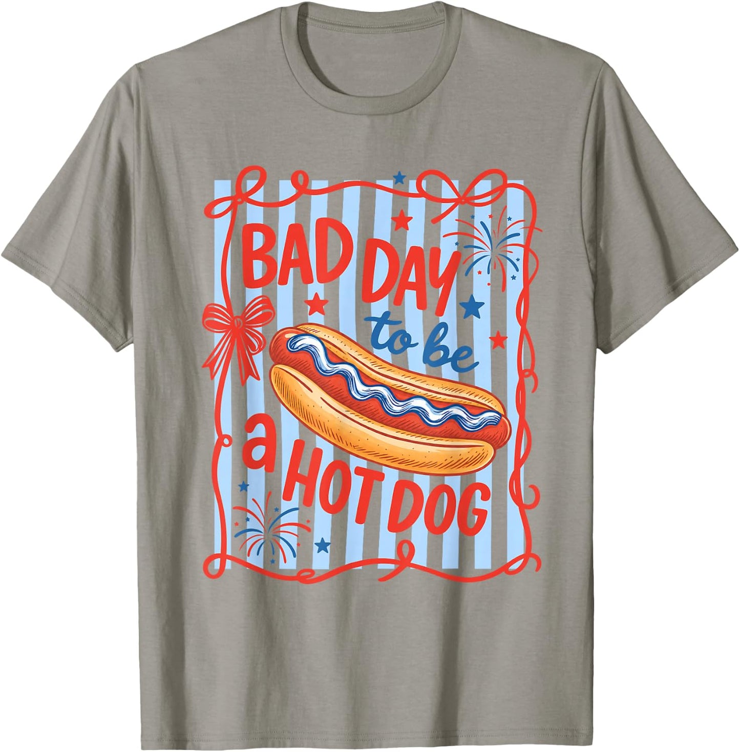 Bad Day to Be A Hot Dog Funny BBQ Grilling 4th of July T-Shirt - T-Shirt | Sand