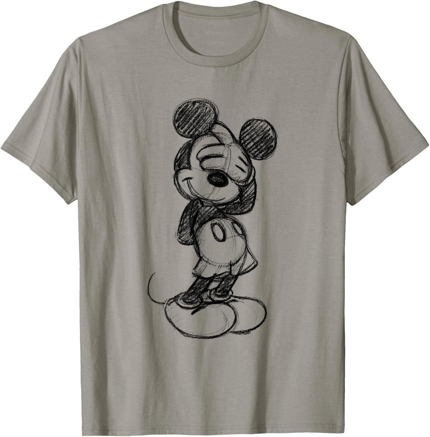 Disney Mickey Mouse Shy Sketch in Black , White T-Shirt - T-Shirt | Sand