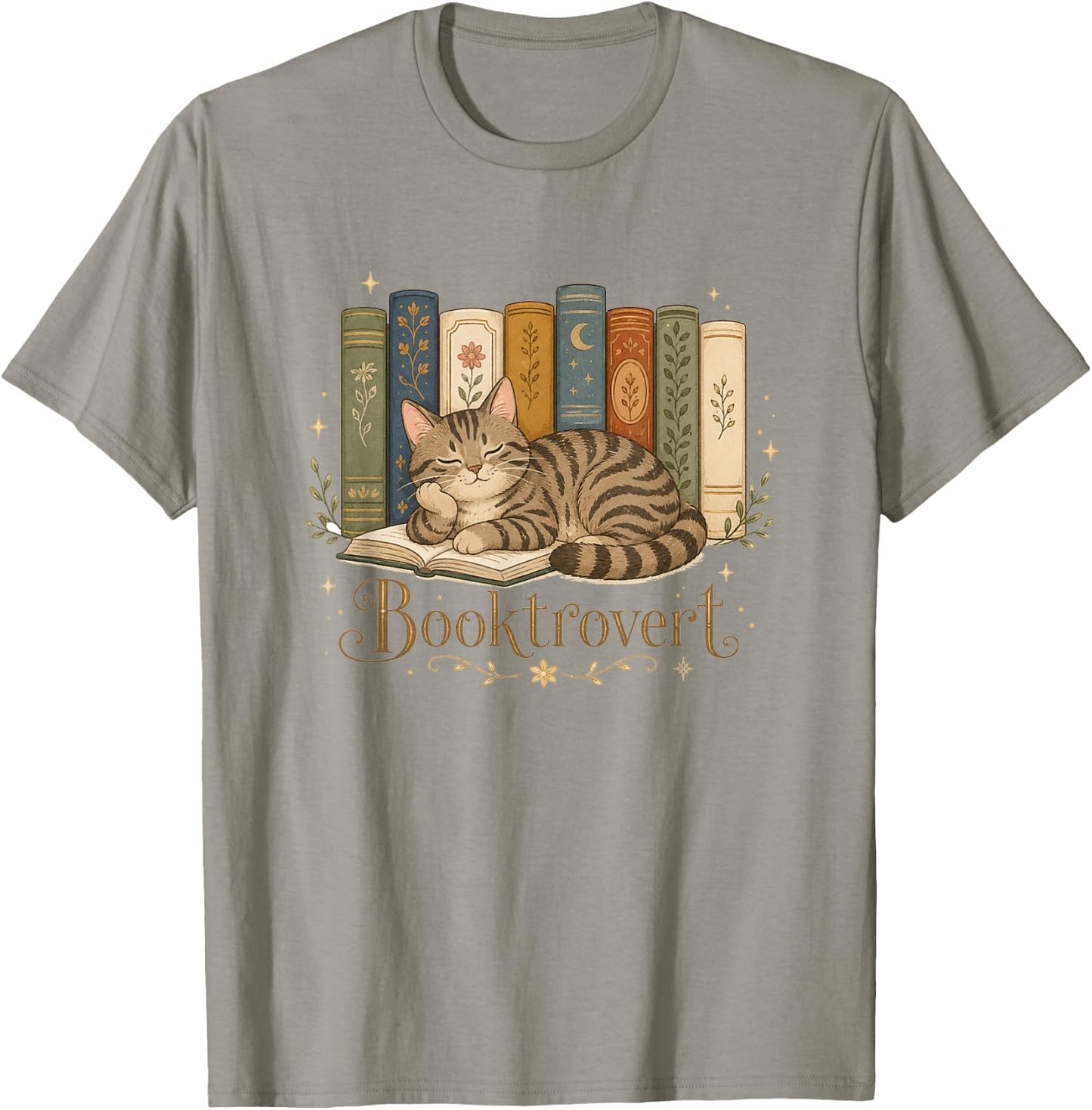 Reading Book Lover Cute Cat Mom Librarian Booktrovert T-Shirt - T-Shirt | Sand