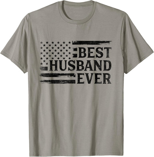 Best Husband Ever Black Vintage USA Flag Father's Day T-Shirt - T-Shirt | Sand