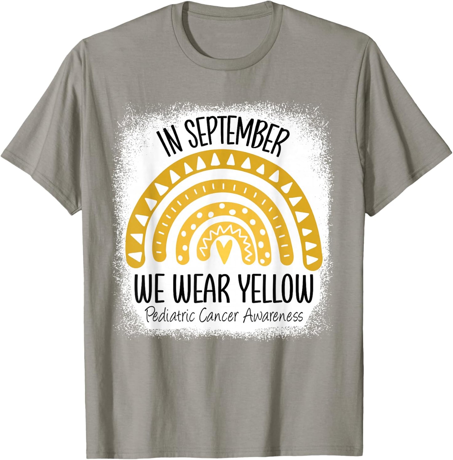 Rainbow September We Wear Yellow Pediatric Cancer Awareness T-Shirt - T-Shirt | Sand