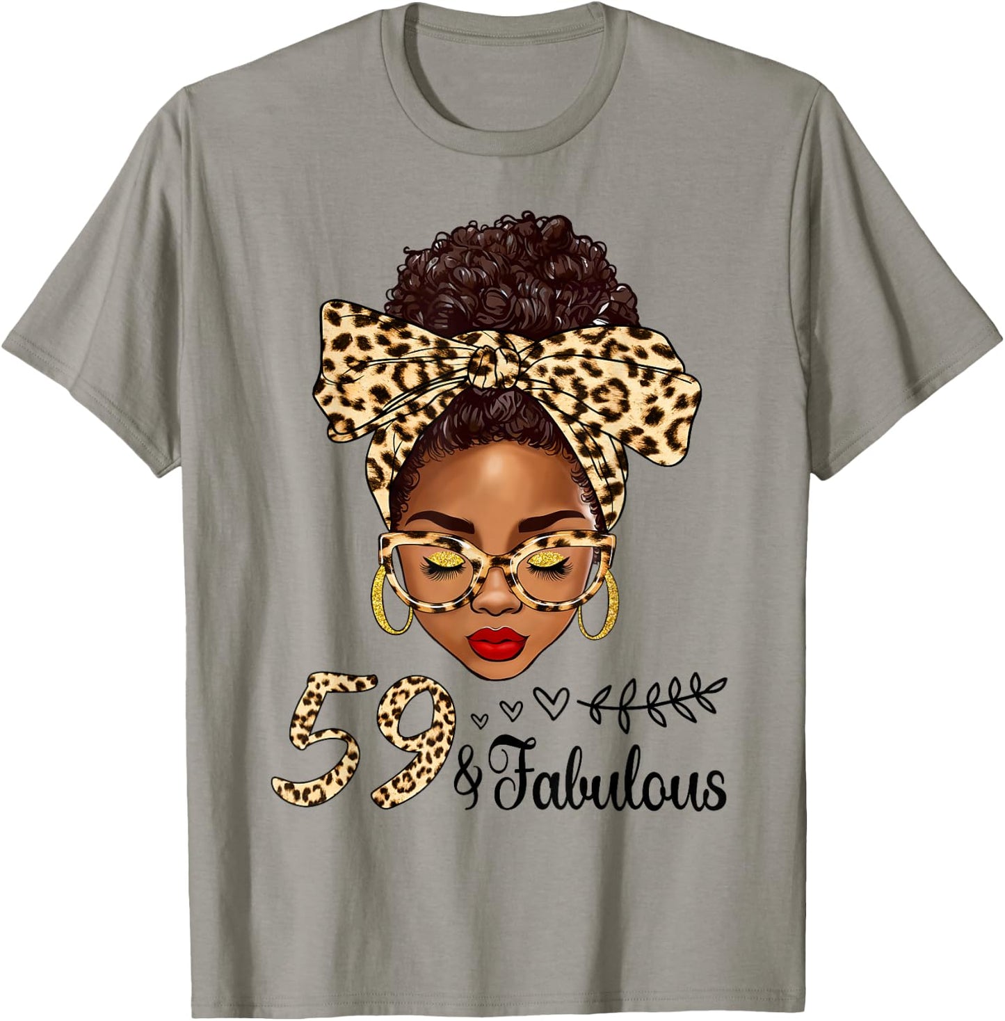 59 And Fabulous Afro Messy Bun 59th Birthday Black Women T-Shirt - T-Shirt | Sand