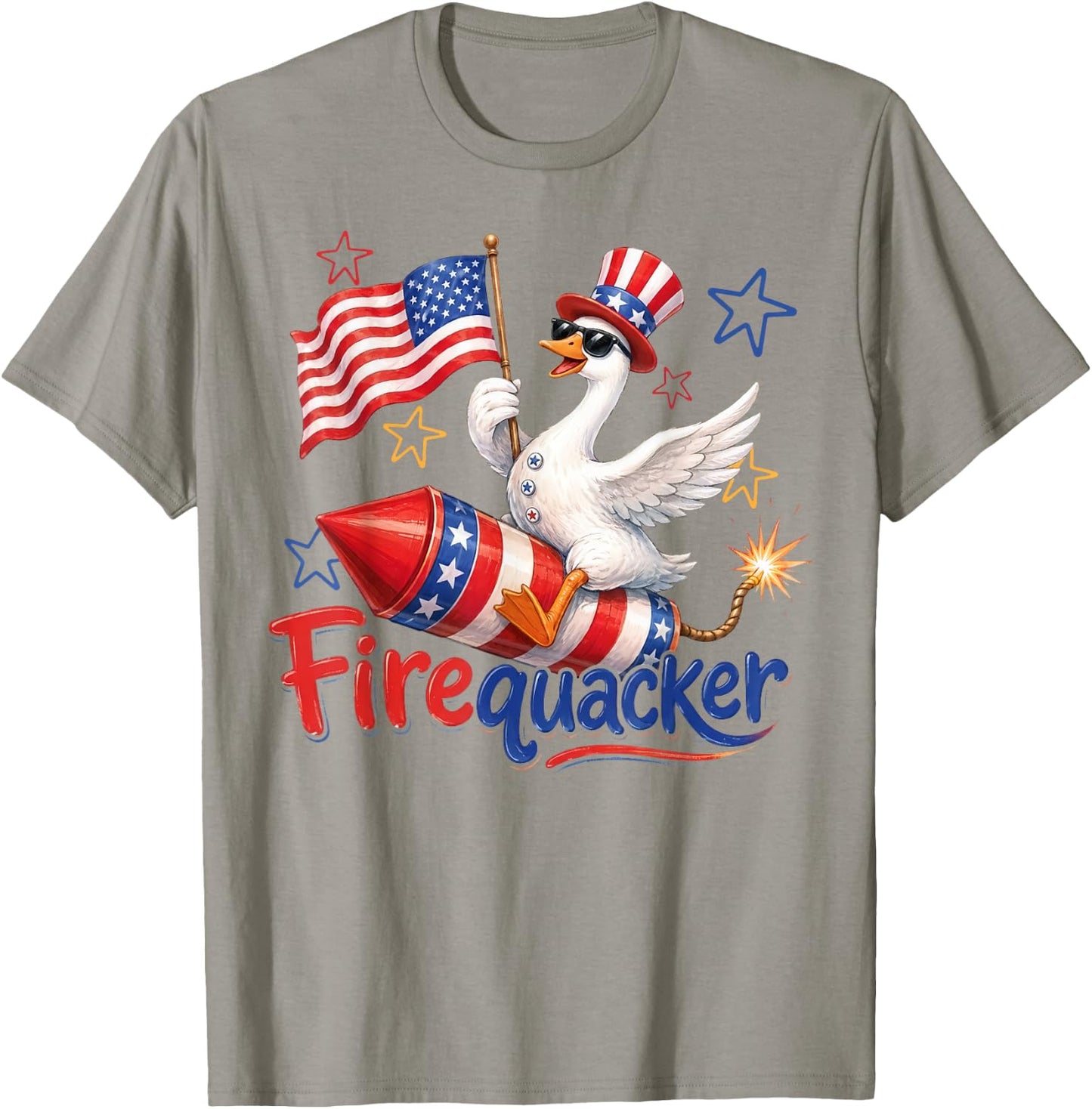 Did Someone Say Firequacker Funny Patriotic Goose 4th July T-Shirt - T-Shirt | Sand