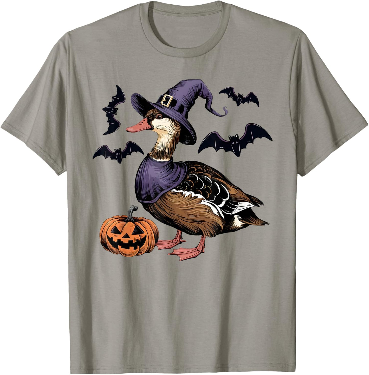 Muscovy Duck Bird Halloween Costume Scary Pumpkin Bat Witch T-Shirt - T-Shirt | Sand