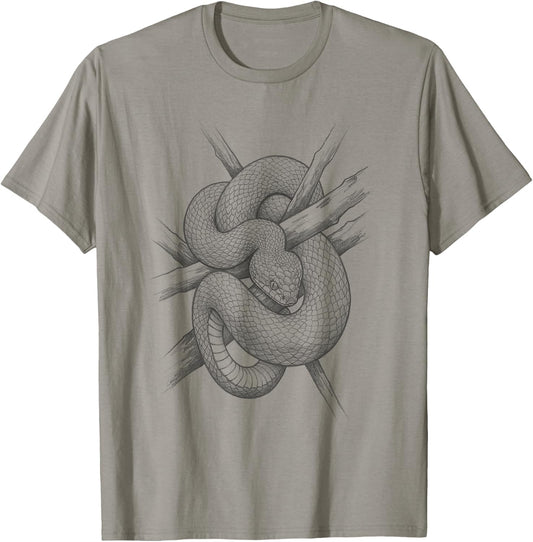 Vintage Boomslang Snake Hand Drawn Art Design T-Shirt - T-Shirt | Sand