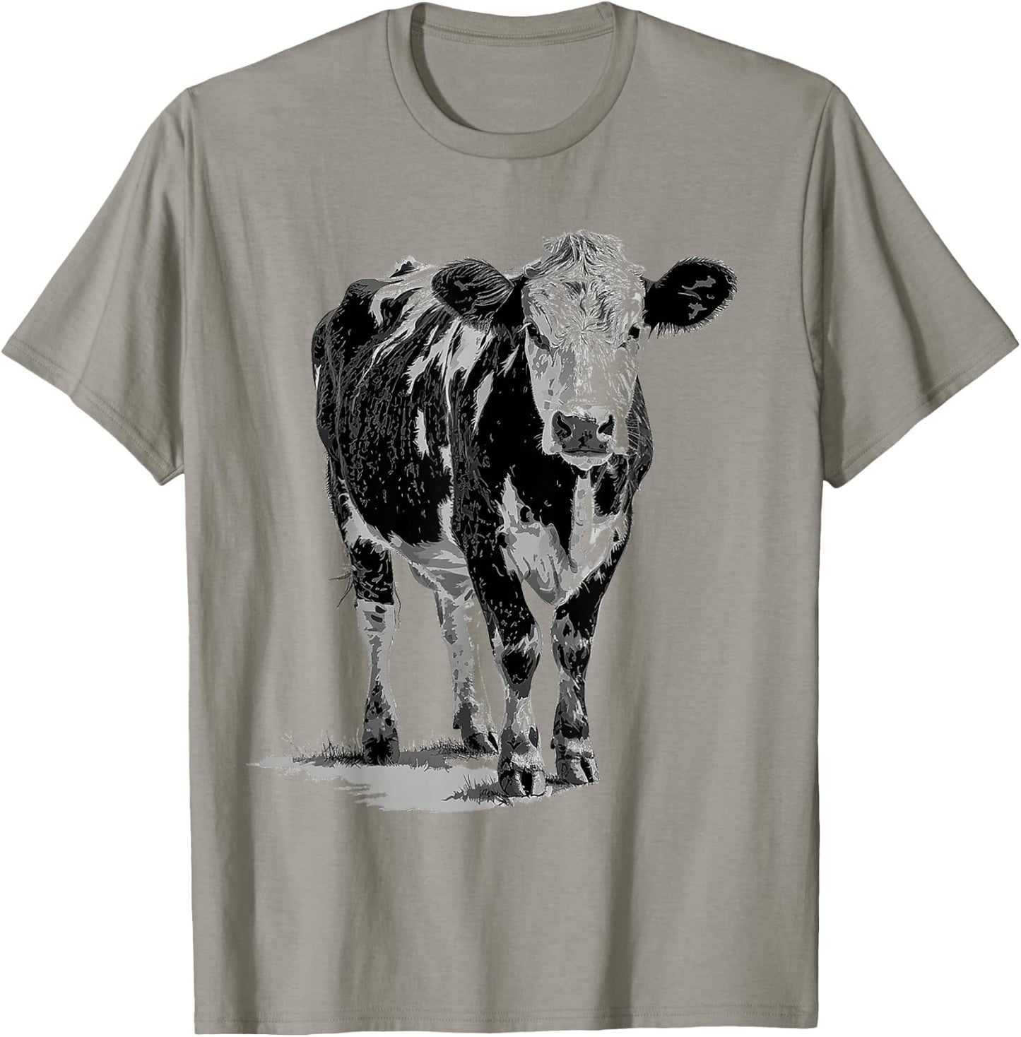 Cow Animal Print Motif Drawing Artwork Cow , White T-Shirt - T-Shirt | Sand