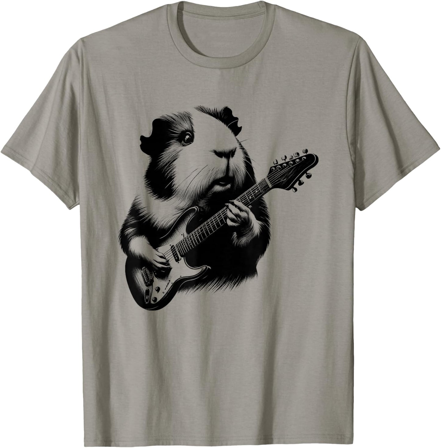 Guinea Pig Playing Electric Guitar Rock Star Guitarist T-Shirt - T-Shirt | Sand