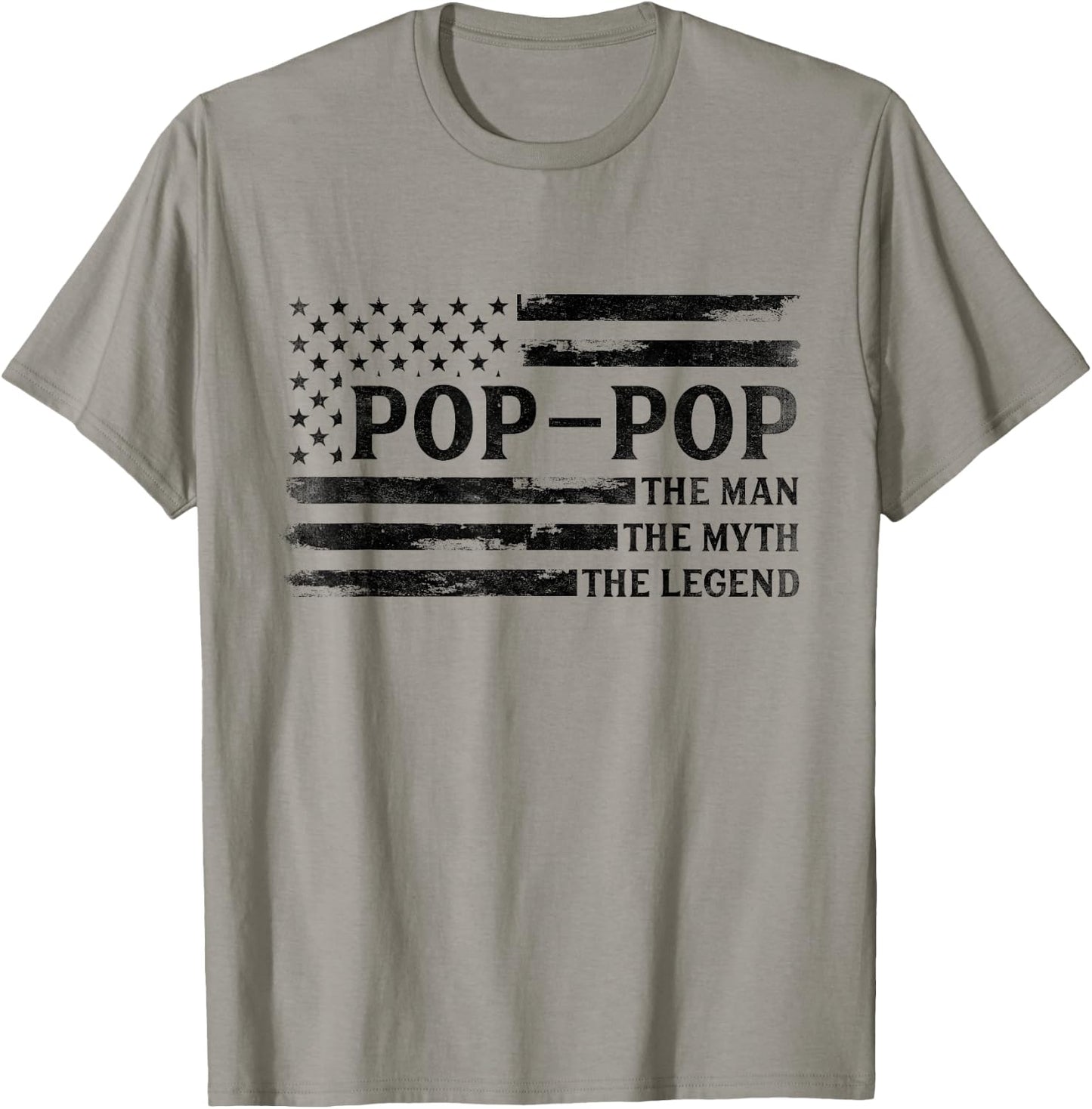 Pop-Pop Man Myth Legend Black USA Flag Father's Day Grandpa T-Shirt - T-Shirt | Sand