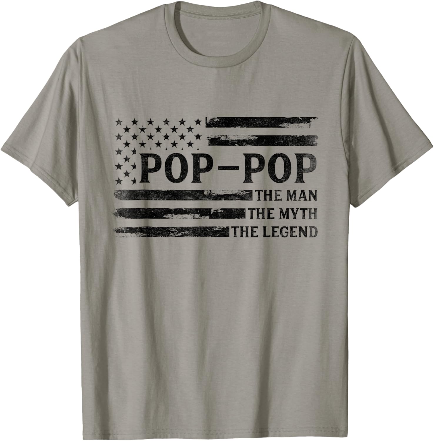 Pop-Pop Man Myth Legend Black USA Flag Father's Day Grandpa T-Shirt - T-Shirt | Sand