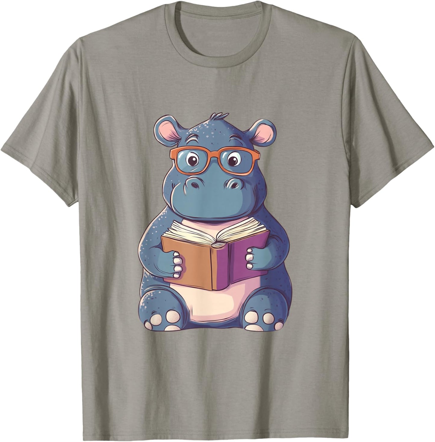 Hippo Reading Book for Boys Girls Kids Bookworm T-Shirt - T-Shirt | Sand