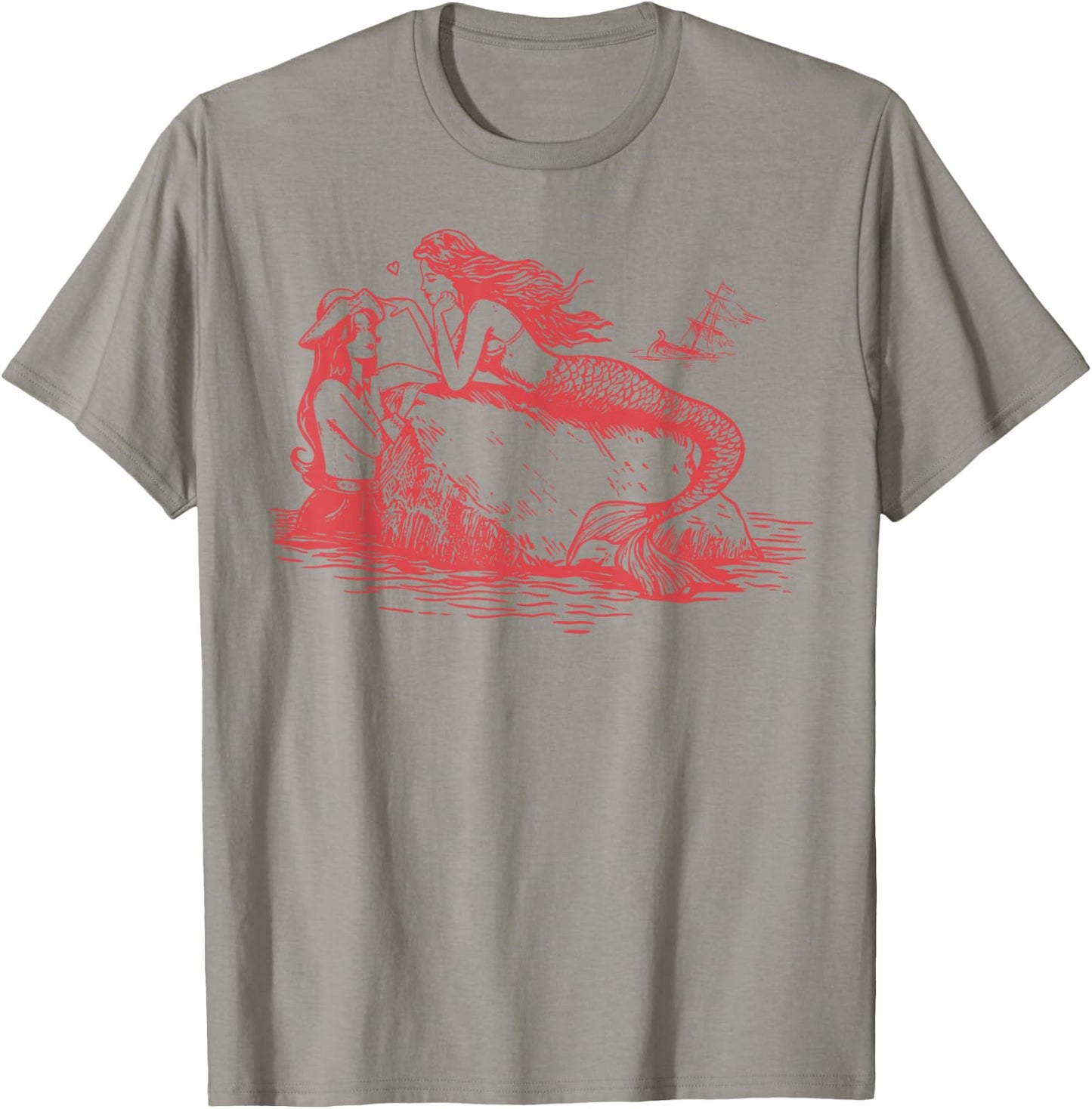 Sapphic Mermaid Lesbian Love Sapphic Subtle Fruity Month T-Shirt - T-Shirt | Sand