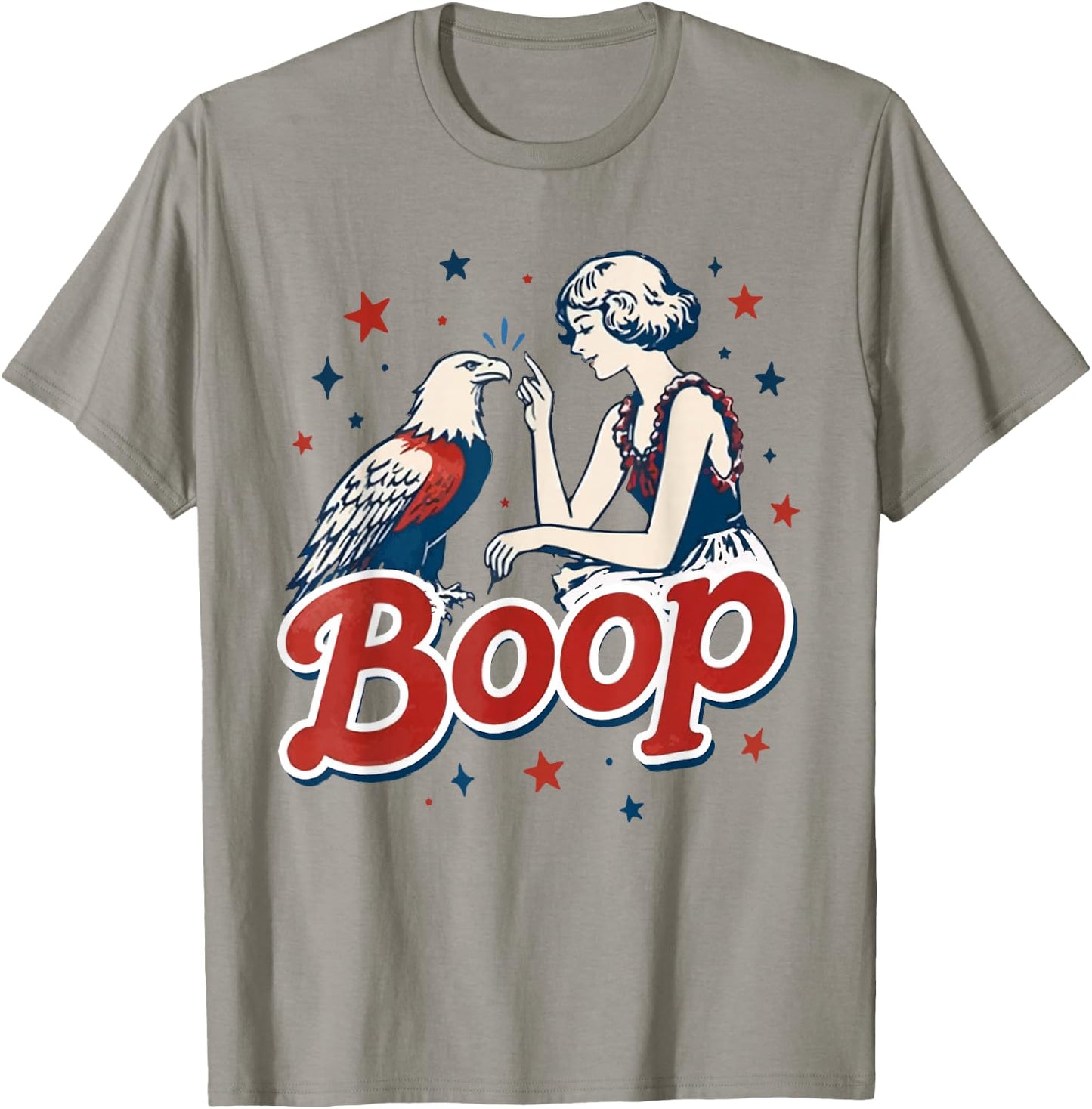 Vintage Cute 4th of July Funny Boop Eagle Patriotic Merica T-Shirt - T-Shirt | Sand
