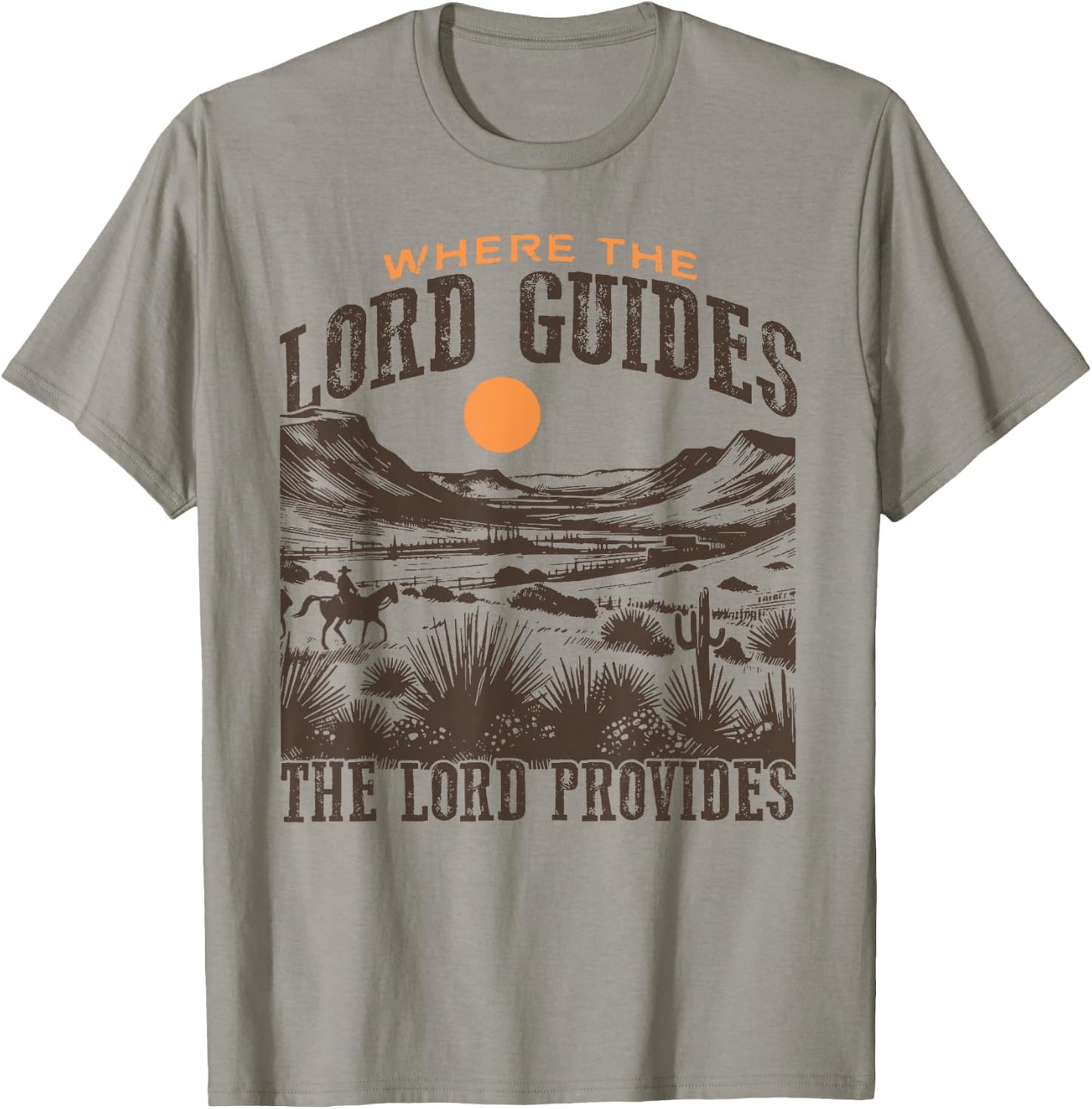 Where the The Lord Guides The Lord Provides Christian Retro T-Shirt - T-Shirt | Sand