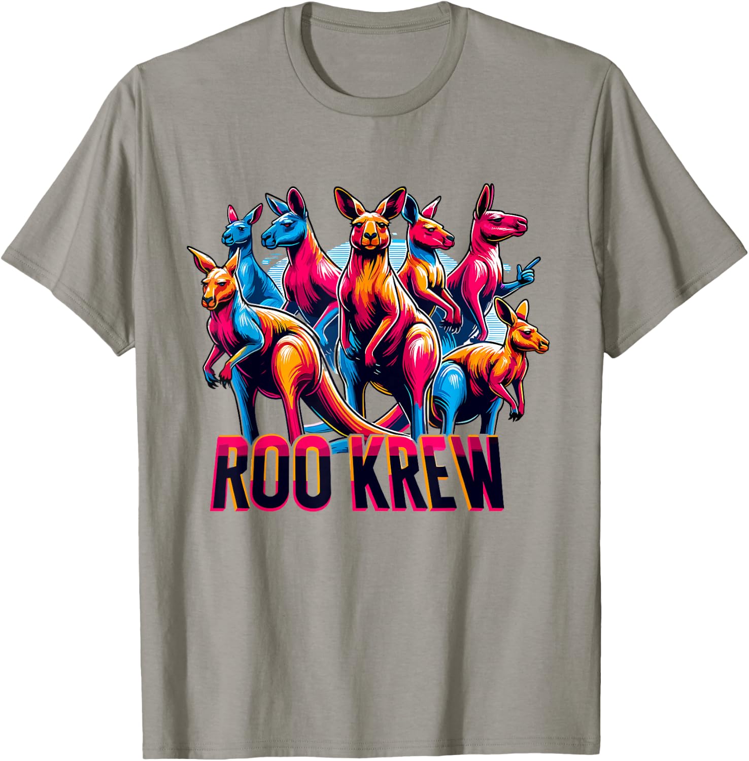 Roo Krew Funny Aussie Outback Kangaroo Humor T-Shirt - T-Shirt | Sand