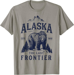 Alaska T Shirt The Last Frontier Bear Home Men Women Gifts T-Shirt - T-Shirt | Sand