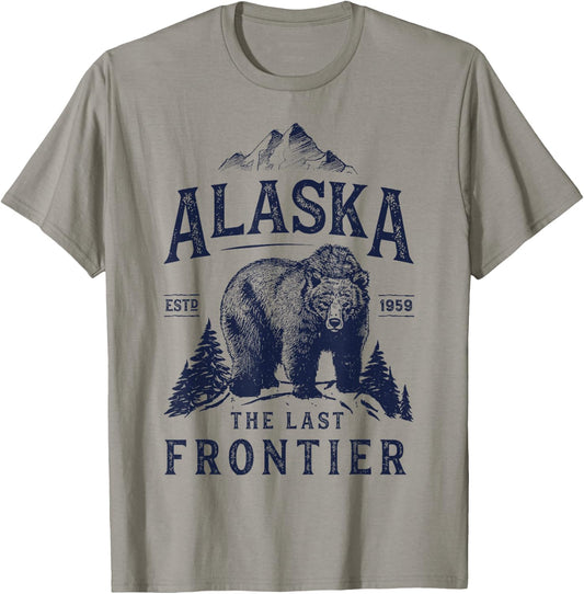 Alaska T Shirt The Last Frontier Bear Home Men Women Gifts T-Shirt - T-Shirt | Sand