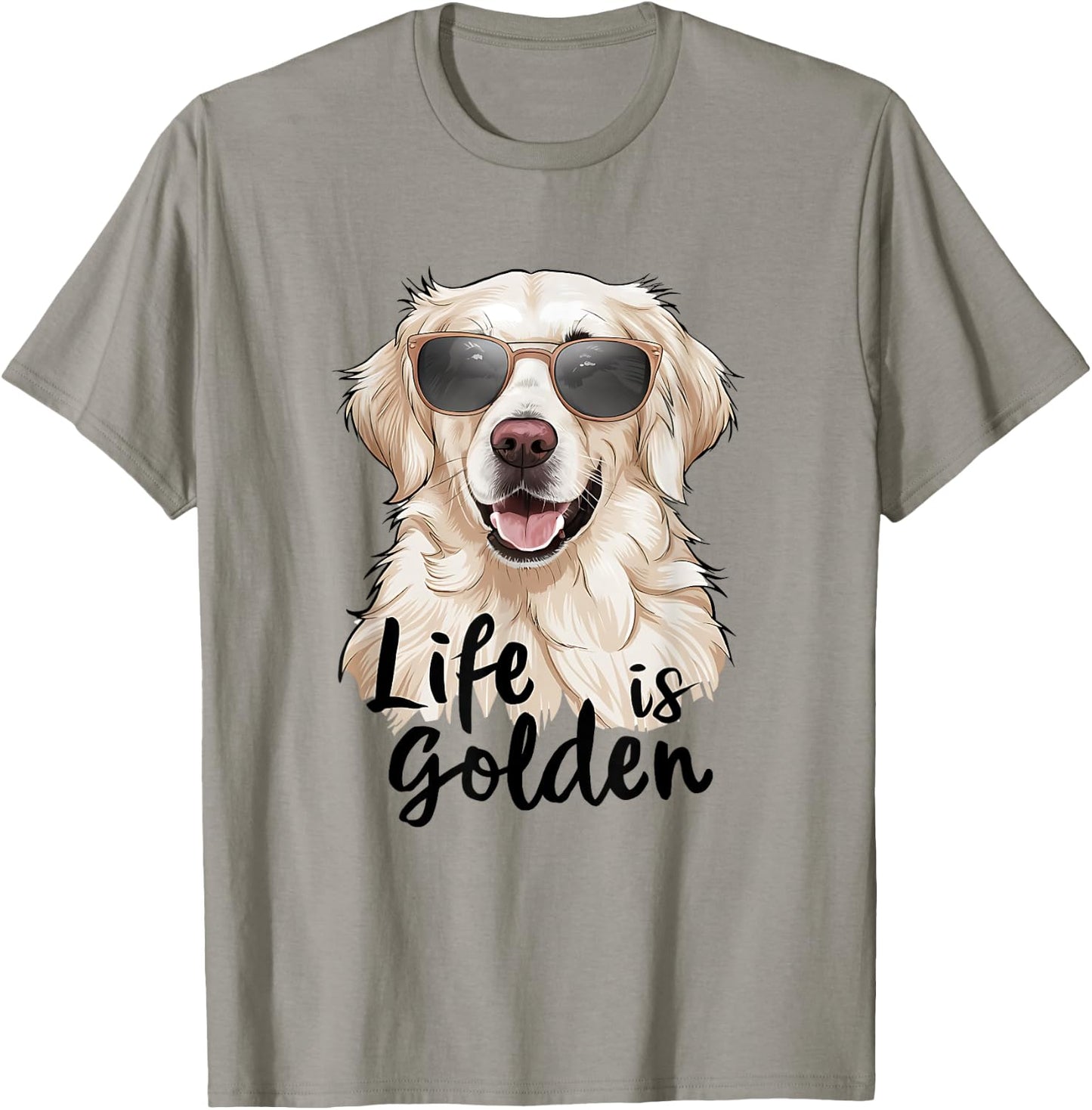 Life is Golden White English Cream Golden Retriever Cute Dog Men Women Girls Kids T-Shirt - T-Shirt | Sand