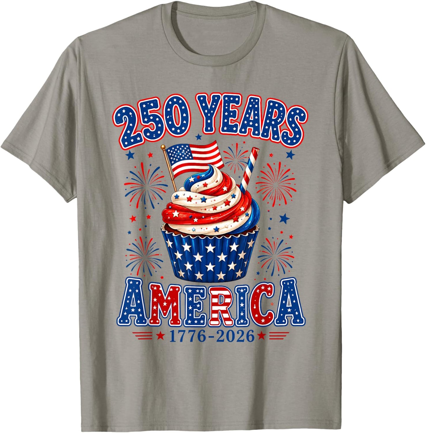250 Years America Ice Cream Patriotic 250th Anniversary USA T-Shirt - T-Shirt | Sand