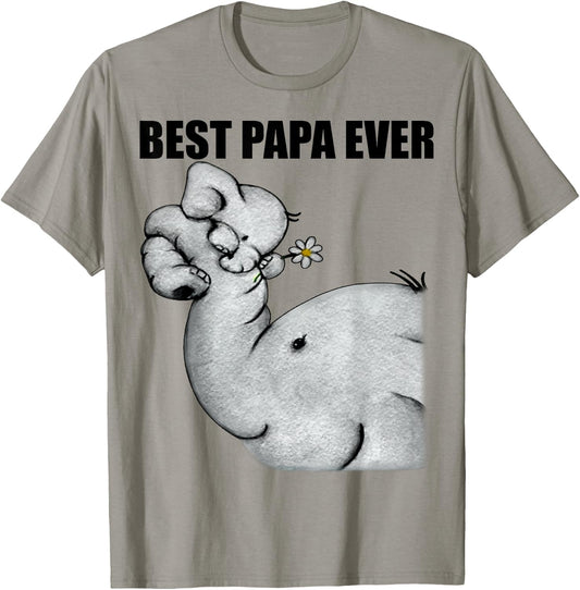 Best Papa Ever Elephant Papa Funny Gift Father Daddy T-Shirt - T-Shirt | Sand