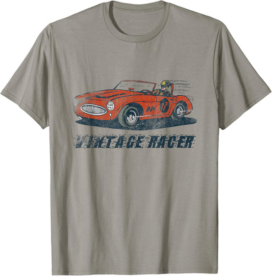 Vintage Racer Speed King Racing Car Silhouette Gift T-Shirt - T-Shirt | Sand