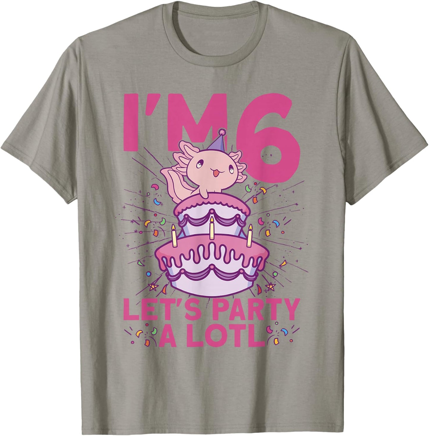 I'm 6 bday Axolotl party cute 6th Birthday Kids Axolotl T-Shirt - T-Shirt | Sand