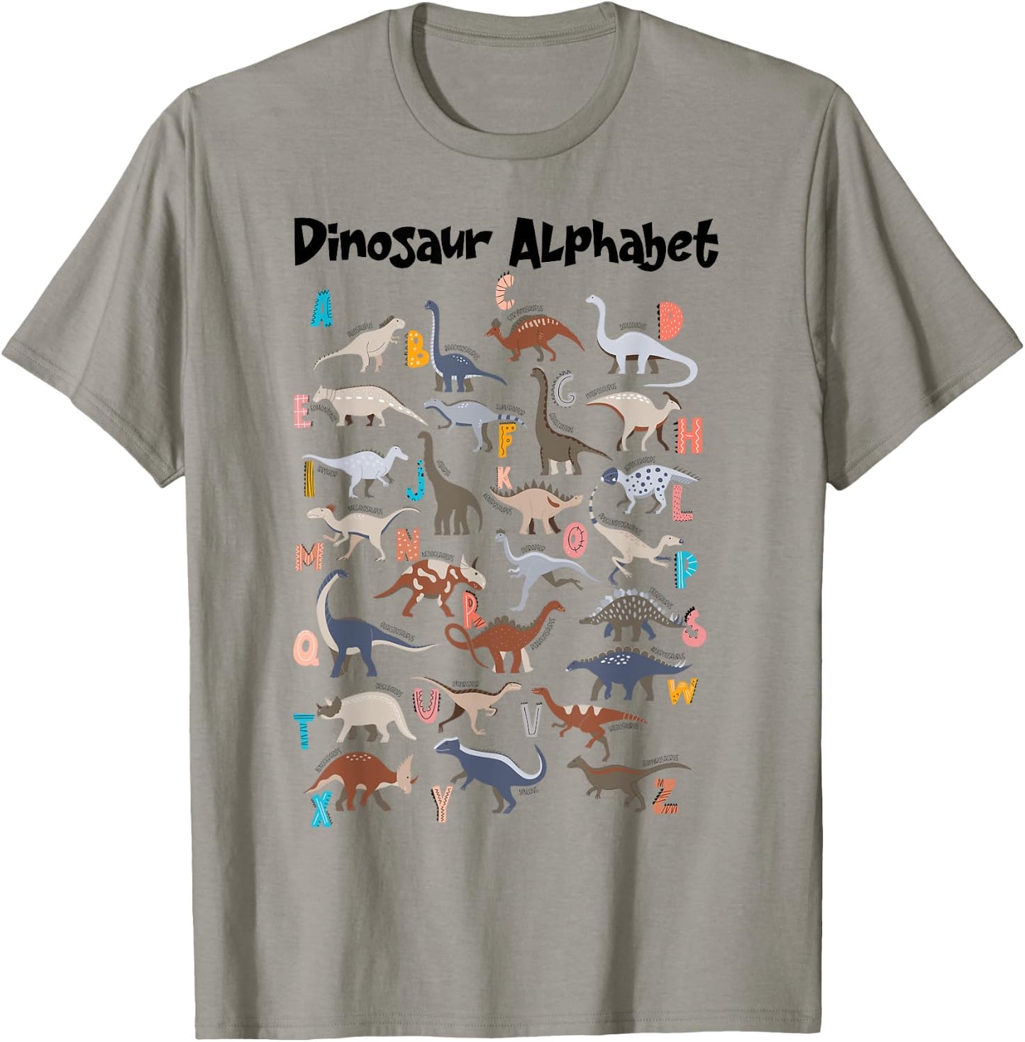 Cute Educational Types Dinosaurs Alphabet A-Z ABC Dino kids T-Shirt - T-Shirt | Sand