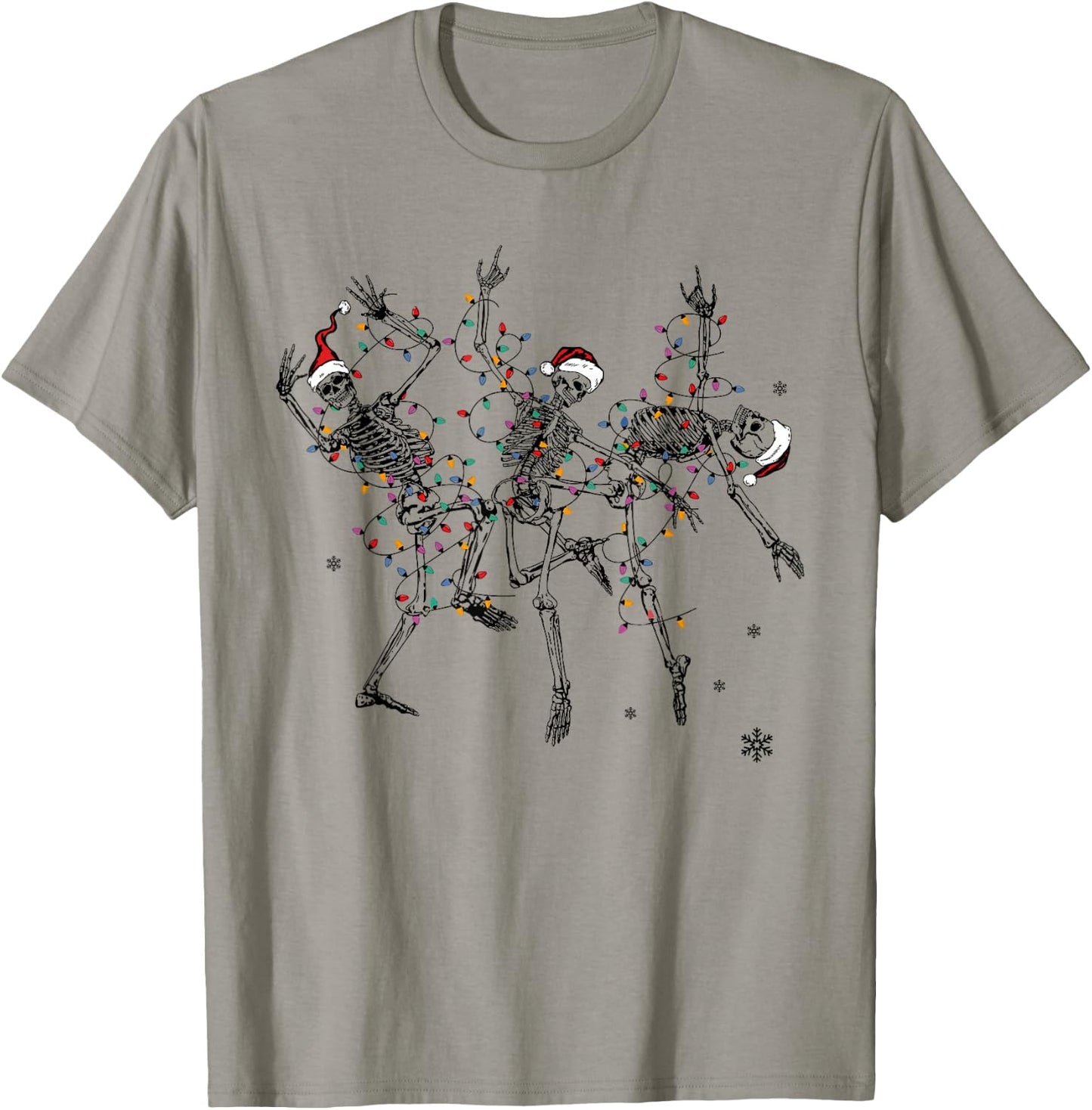 Dancing Skeleton Christmas Merry and Bright Dead Inside Xmas T-Shirt - T-Shirt | Sand