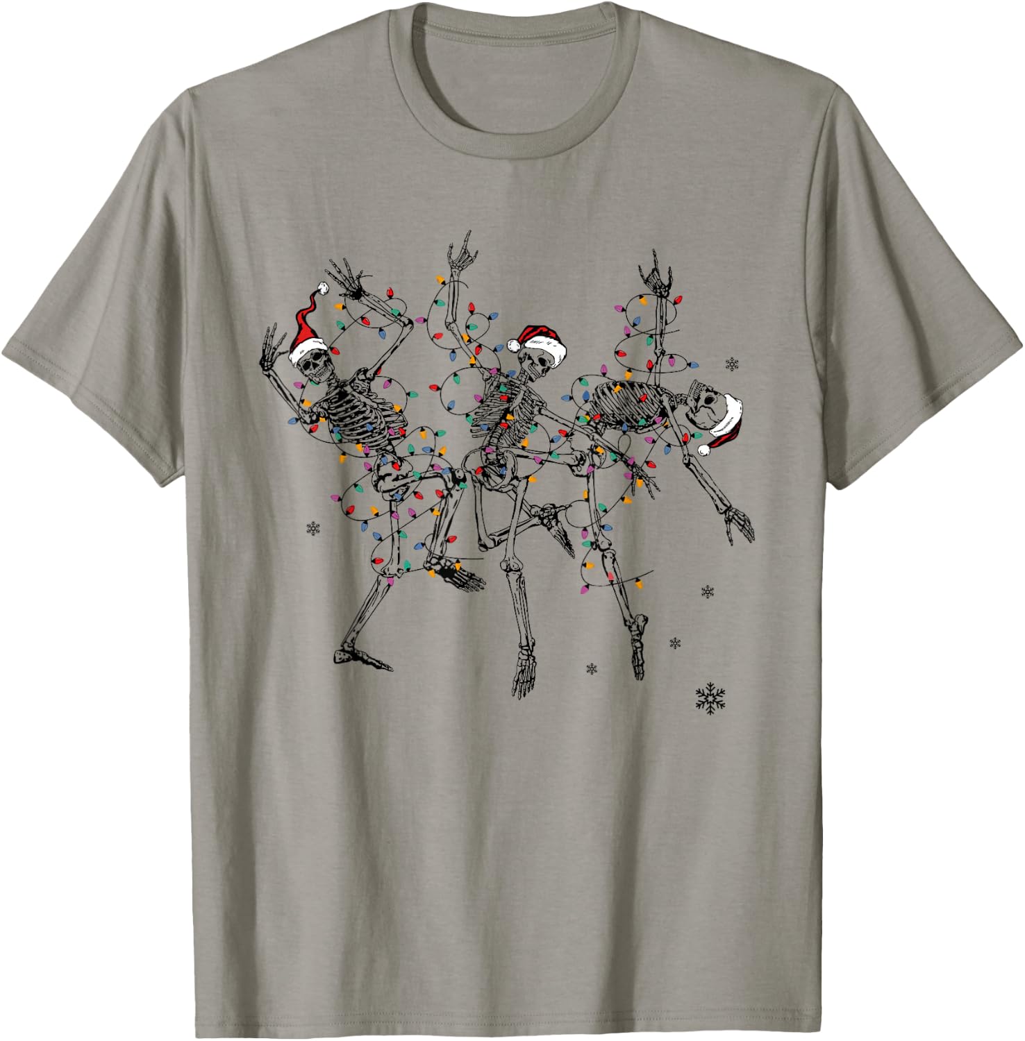 Dancing Skeleton Christmas Merry and Bright Dead Inside Xmas T-Shirt - T-Shirt | Sand