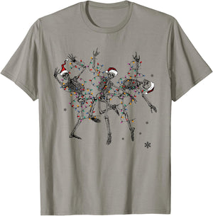 Dancing Skeleton Christmas Merry and Bright Dead Inside Xmas T-Shirt - T-Shirt | Sand