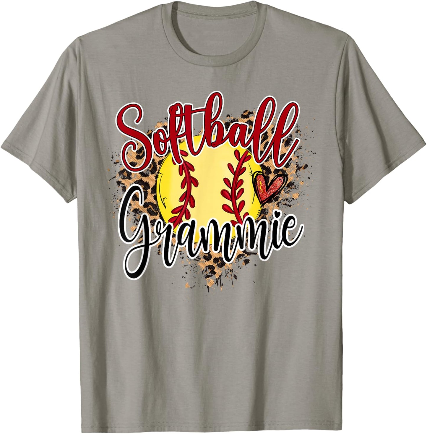 Softball Grammie Leopard Softball Lover Matching Family T-Shirt - T-Shirt | Sand