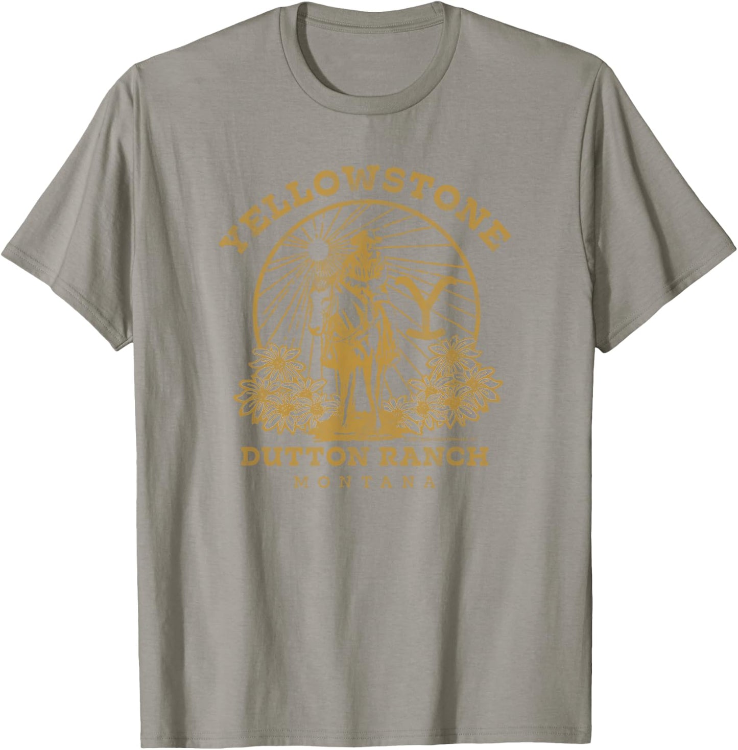 Yellowstone Dutton Ranch Solo Horseback Rider Logo V2 T-Shirt - T-Shirt | Sand