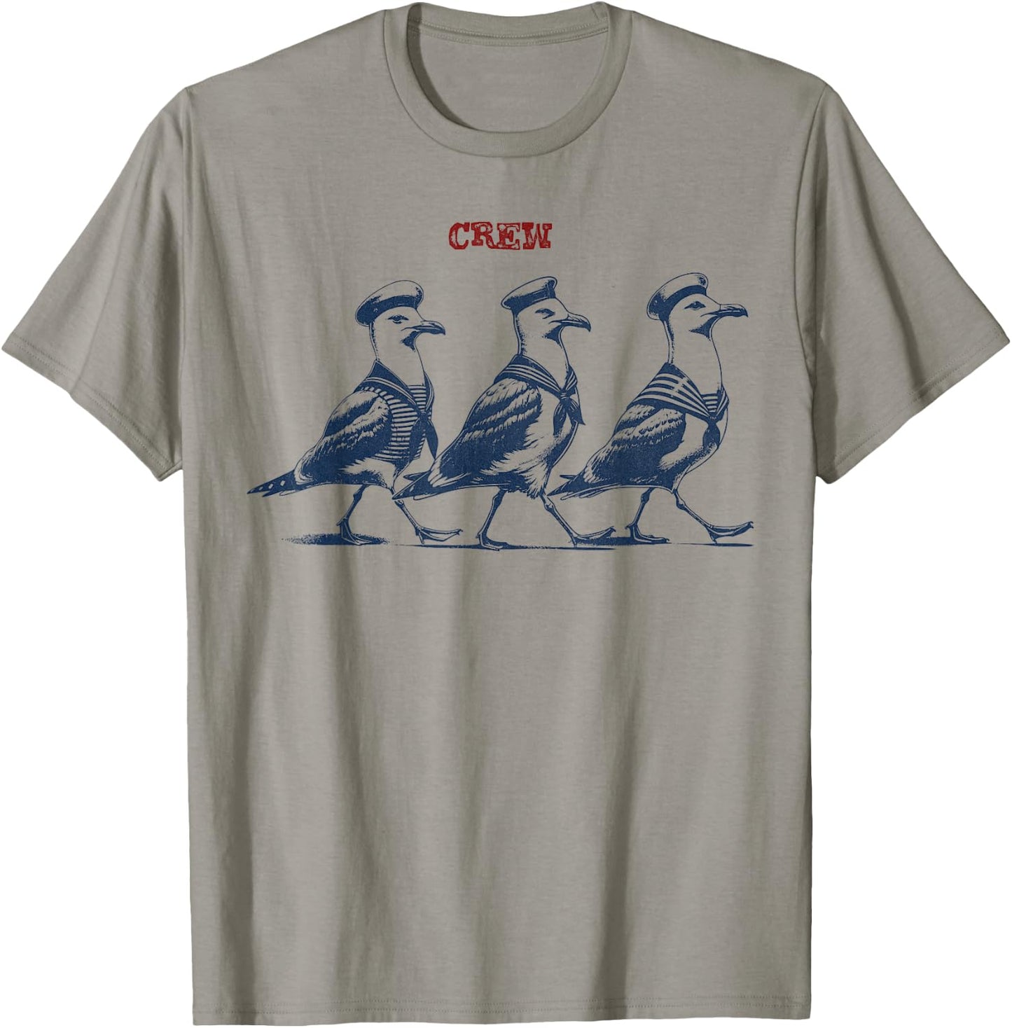 Crew - Funny Seagulls - Boat Yacht Cruise Ship , gray T-Shirt - T-Shirt | Sand