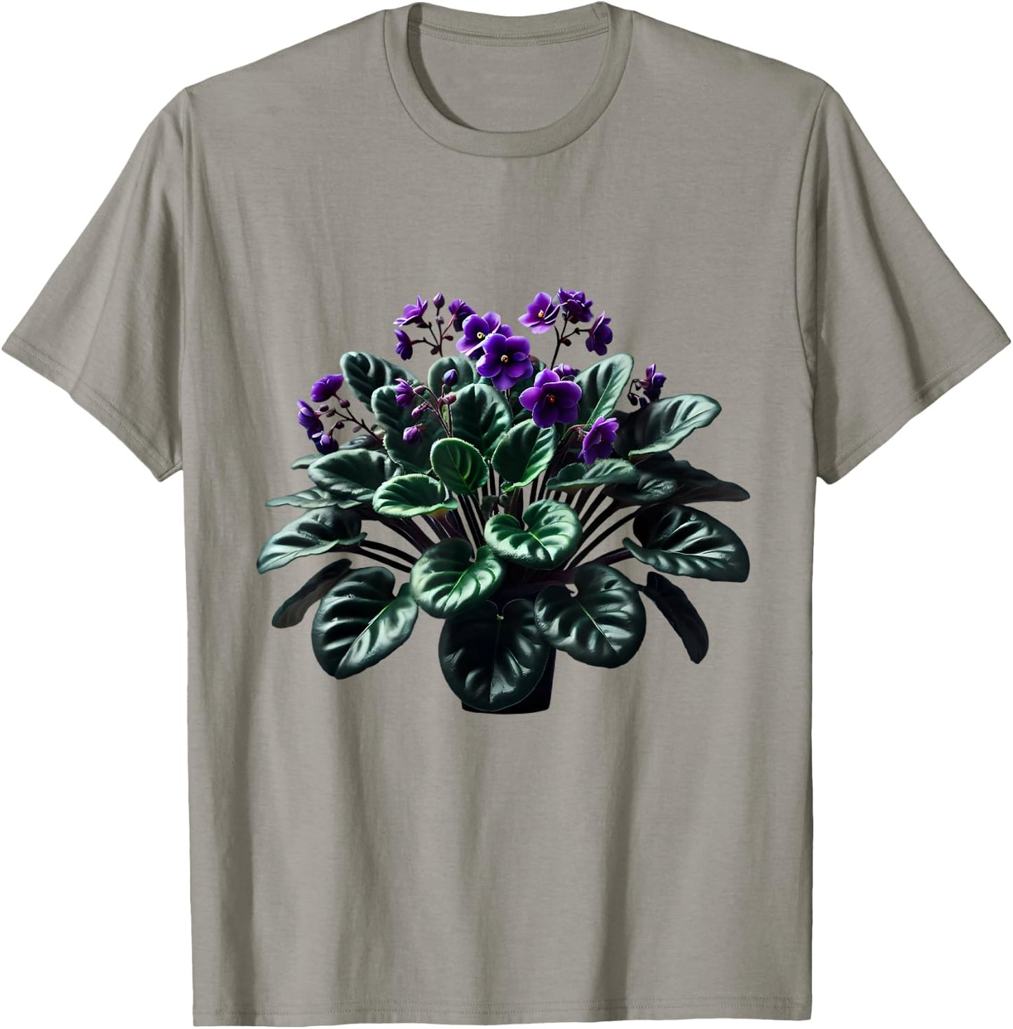 African Violet Flower Plant Botanical T-Shirt - T-Shirt | Sand
