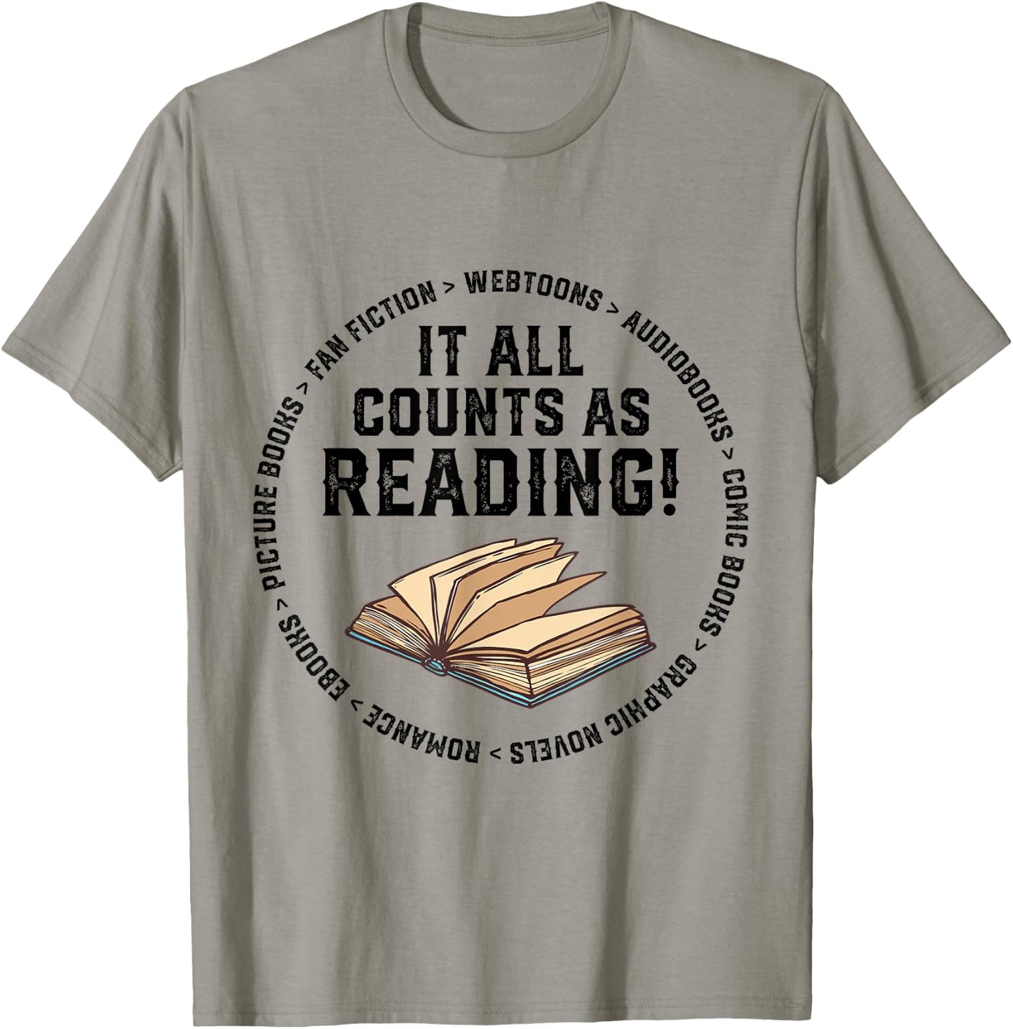 It All Counts As Reading Reader Librarian Teacher T-Shirt - T-Shirt | Sand